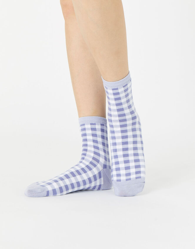 Gingham Ankle Socks, , large