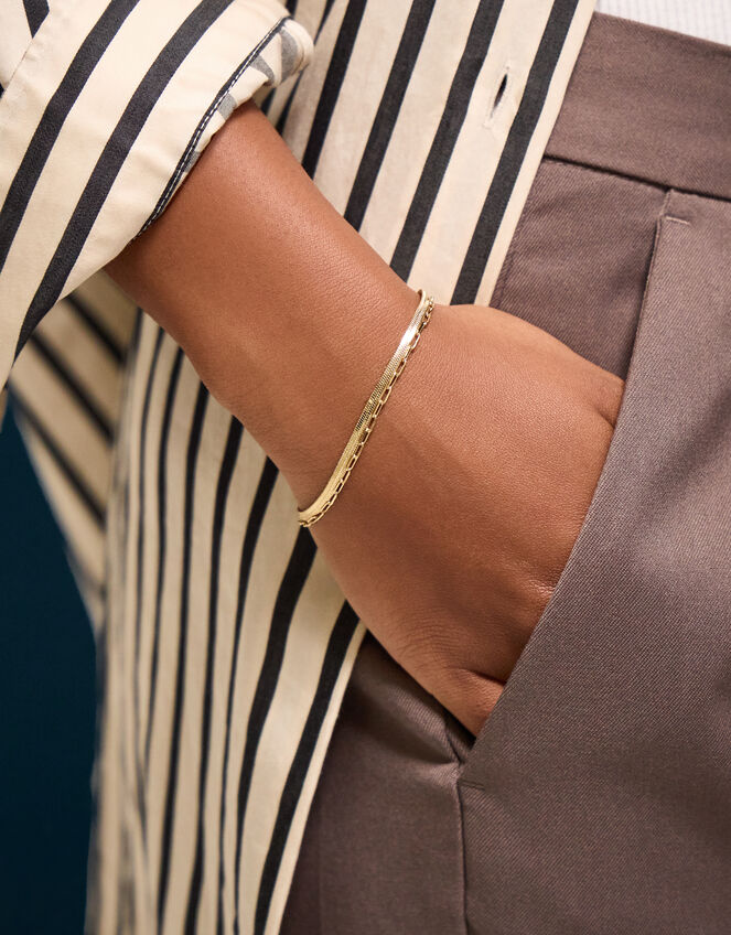 14ct Gold-Plated Omega Layered Bracelet, , large