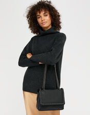 Georgia Leather Bag with Chain Trims, , large