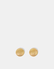 14ct Gold-Plated Ridge Button Stud Earrings, , large