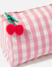 Cherry Charm Gingham Washbag, , large