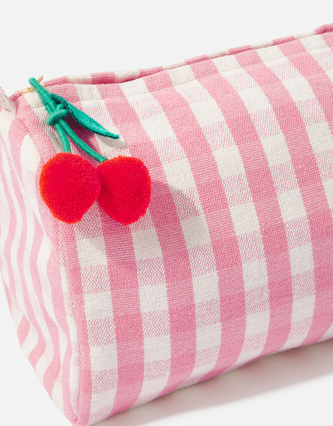 Cherry Charm Gingham Washbag, , large