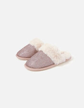 Glitter Fluffy Mule Slippers, Purple (PURPLE), large