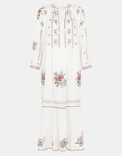 Floral Embroidered Maxi Dress, Ivory (IVORY), large