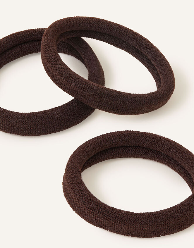 Thick Towelling Hair Bands 5 Pack, Brown (BROWN), large