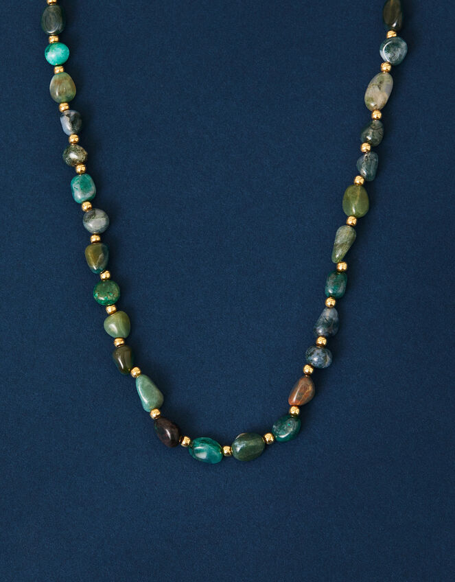 14ct Gold-Plated Stone Beaded Necklace, , large