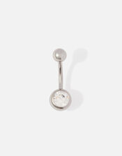 Stainless Steel Simple Crystal Belly Bar, , large