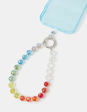 Rainbow Beaded Wrist Phone Strap, , large