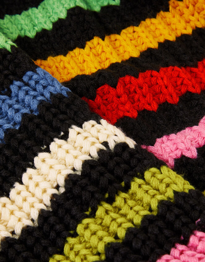 Colourful Stripe Knit Scarf, , large