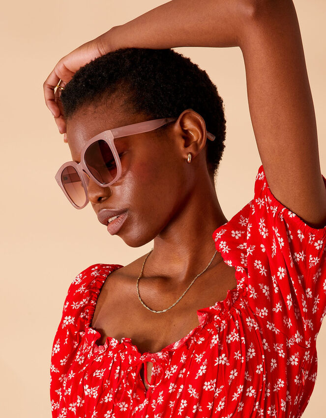 Oversized Square Sunglasses, Nude (NUDE), large