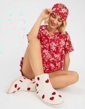 Heart Print Slipper Boots, Cream (CREAM), large