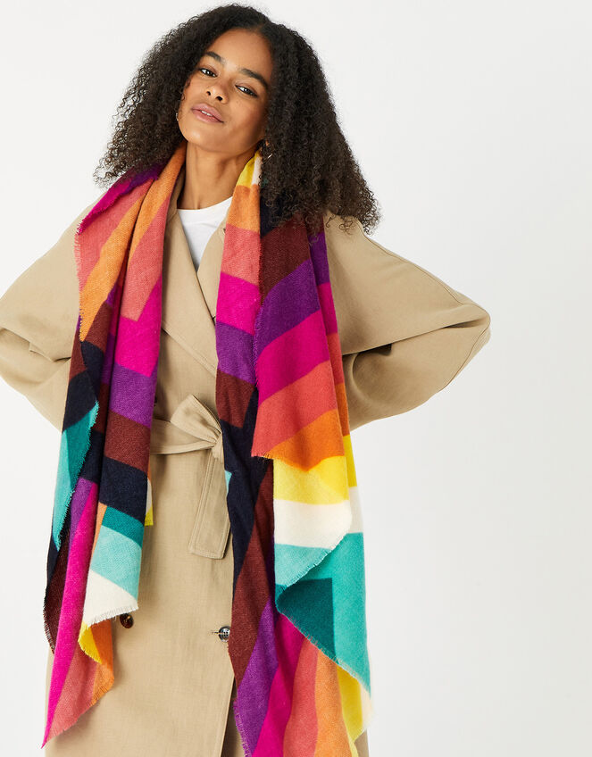 Rainbow Chevron Blanket Scarf, , large