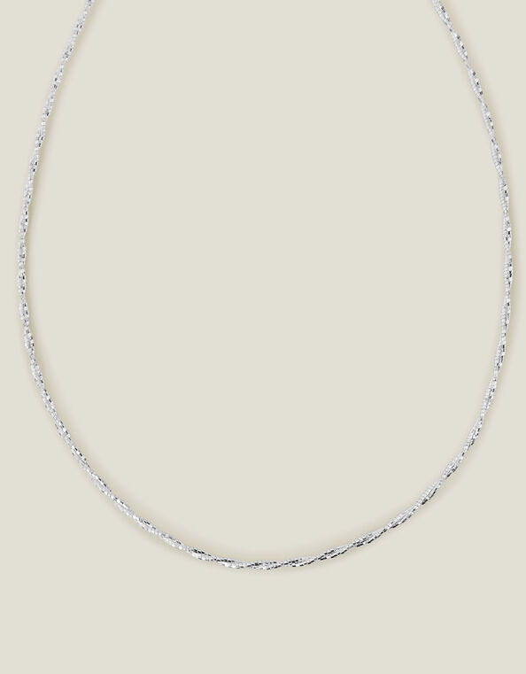 Sterling Silver-Plated Twist Chain Necklace, , large