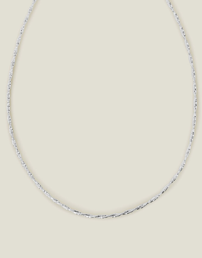 Sterling Silver-Plated Twist Chain Necklace, , large