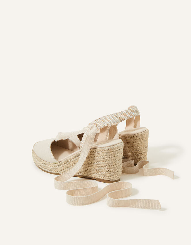Tie-Up Espadrille Wedges, Natural (NATURAL), large