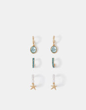 3-Pack Mermaid Charm Hoop Earrings, , large