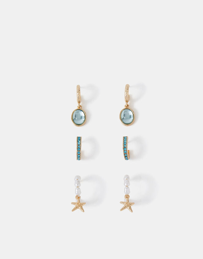 3-Pack Mermaid Charm Hoop Earrings, , large