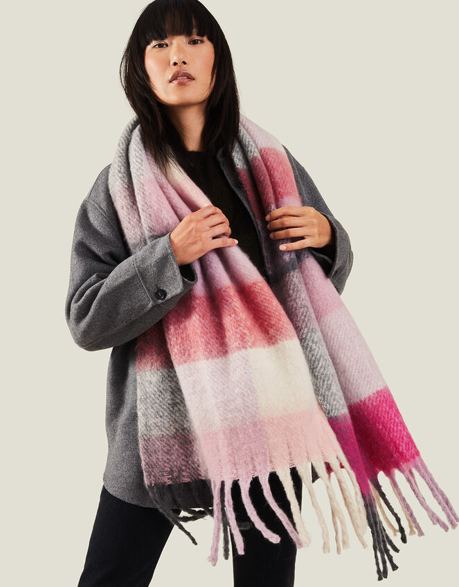 Super-Fluffy Check Scarf, , large