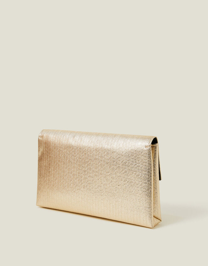 Metallic Fold-Over Clutch Bag, Gold (GOLD), large