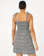 Dot Print Bandeau Dress in Organic Cotton, Black (BLACK/WHITE), large