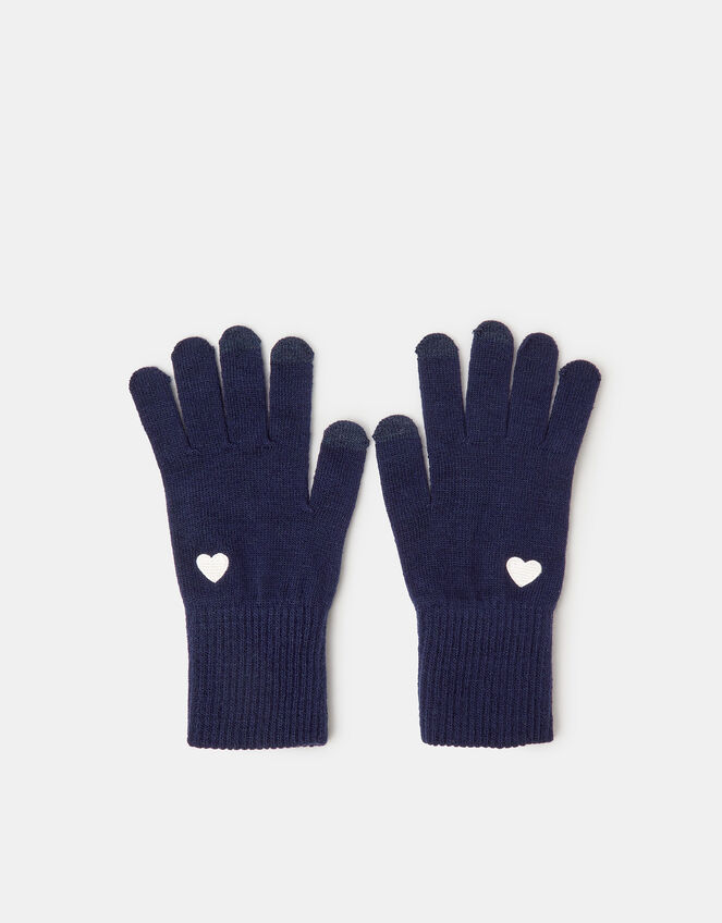 Plain Heart Touch Screen Gloves, , large