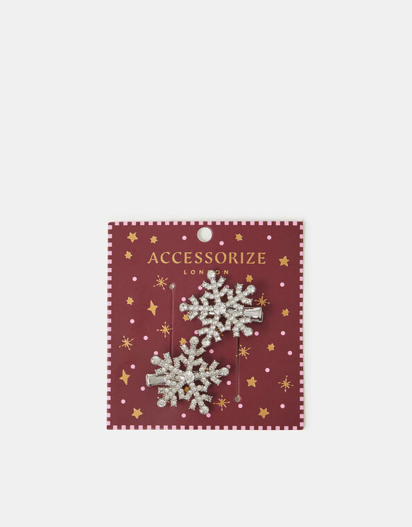 2-Pack Christmas Snowflake Snap Hair Clips, , large