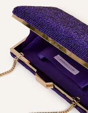 Beaded Hardcase Clutch Bag, Blue (BLUE), large