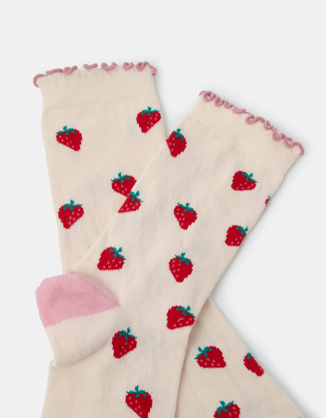 Strawberry Print Socks, , large