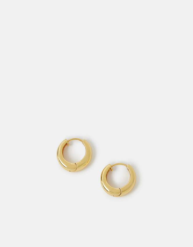 14ct Gold-Plated Chunky Huggie Hoop Earrings, , large