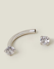 Platinum-Plated Surgical Steel Crystal Barbell, , large