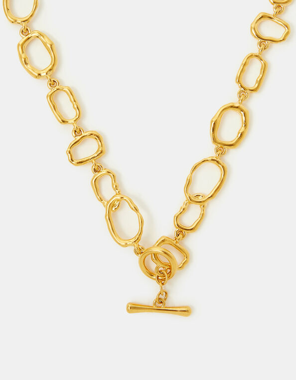 Stainless Steel Molten Link T-Bar Necklace, , large