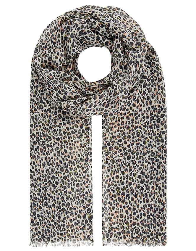 Leopard Lightweight Scarf in Recycled Polyester, , large