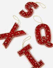 Embellished Initial Hanging Decoration, Red (RED), large
