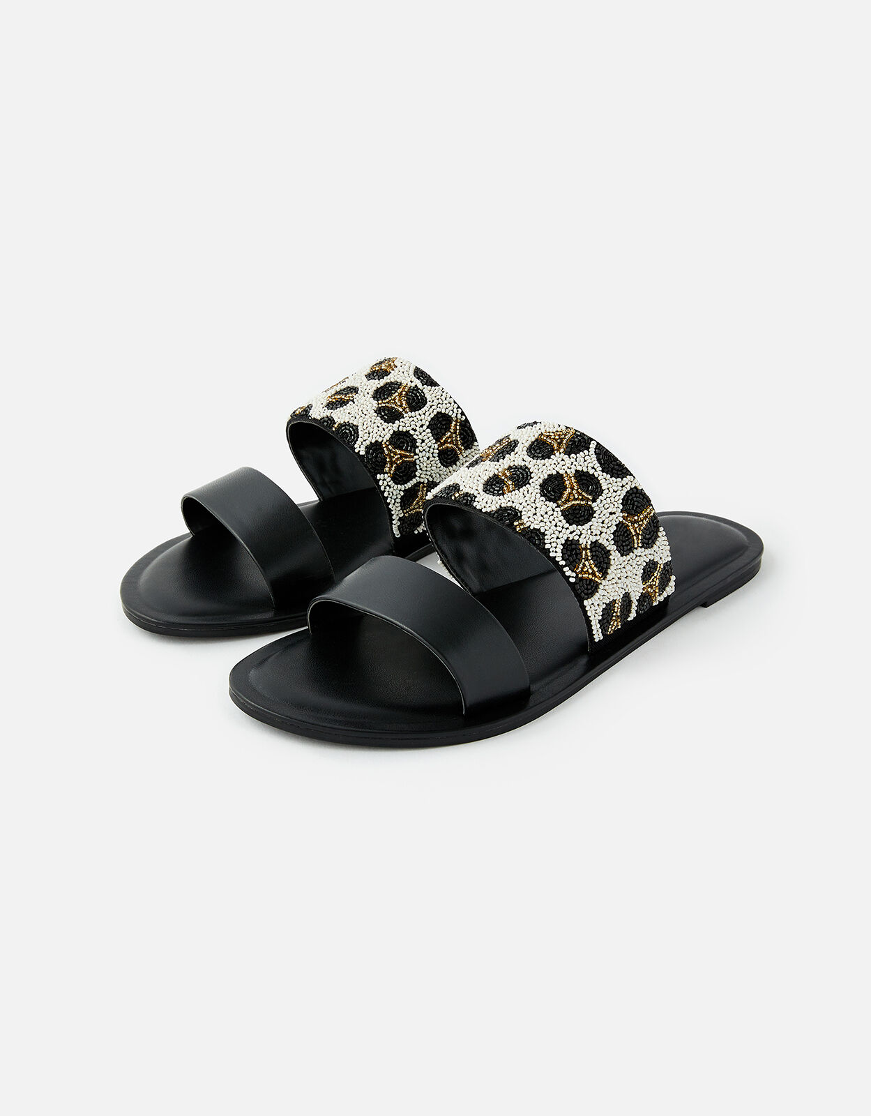 black animal flip flops