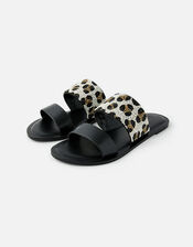 Beaded Animal Sandals, Black (BLACK), large
