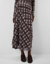 Check Print Mesh Midi Skirt, Multi (MULTI), large