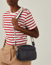Dina Double Zip Crossbody Bag, Black (BLACK), large