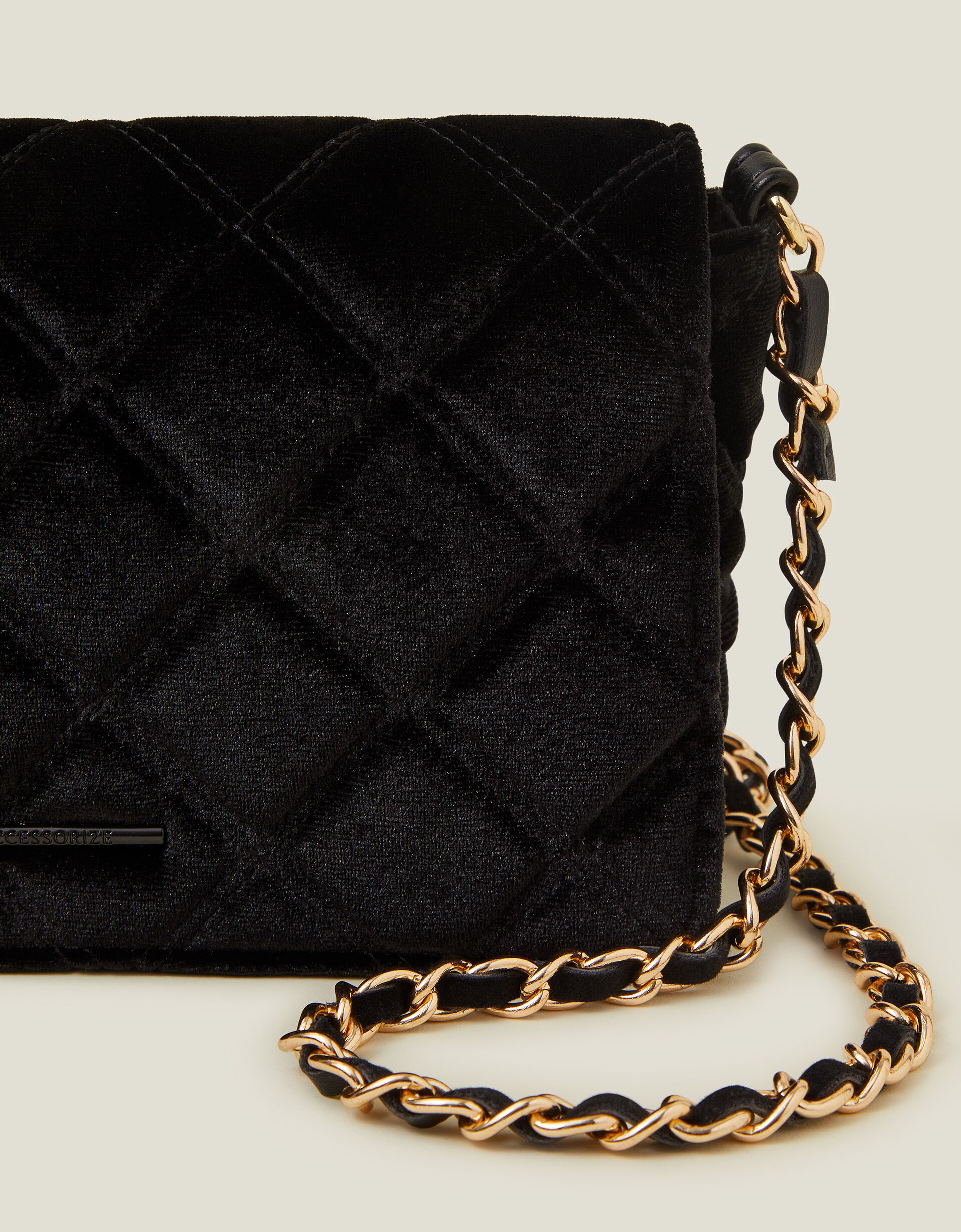 Quilted Velvet Cross Body Bag