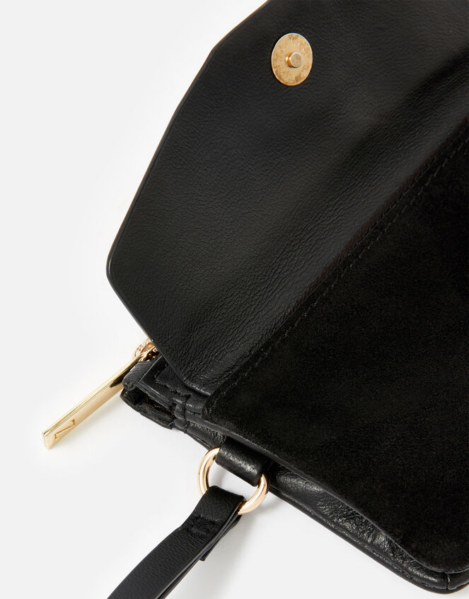 Wristlet Leather Wallet, Black (BLACK), large