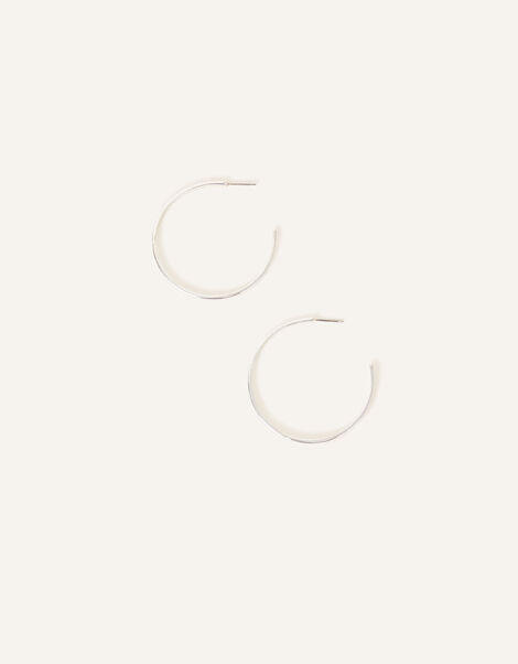 Sterling Silver-Plated Textured Hoops, , large