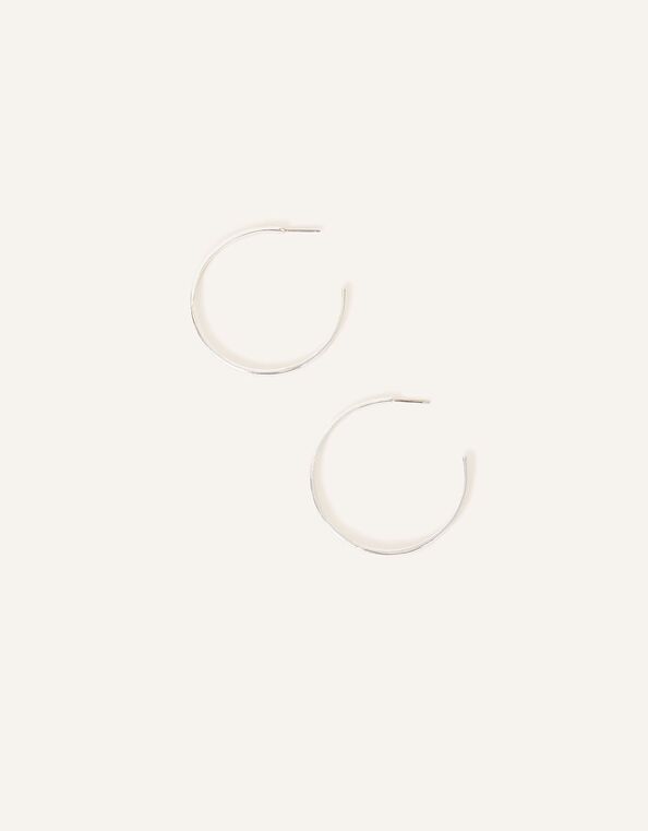 Sterling Silver-Plated Textured Hoops, , large