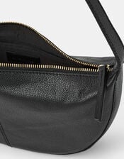 Leather Sling Crossbody Bag, Black (BLACK), large