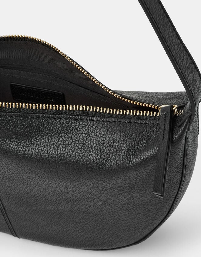 Leather Sling Crossbody Bag, Black (BLACK), large