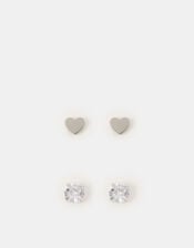 2-Pack Surgical Steel Heart Flatback Studs, , large