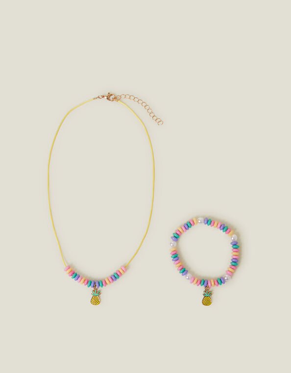 Girls Fruit Bead Necklace and Bracelet Set, , large