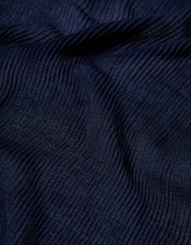 Glitter Pleat Scarf, Blue (NAVY), large