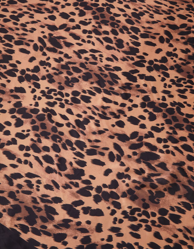 Leopard Print Square Satin Scarf, , large