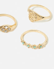 Engraved Signet Rings Set of Three, Blue (TURQUOISE), large