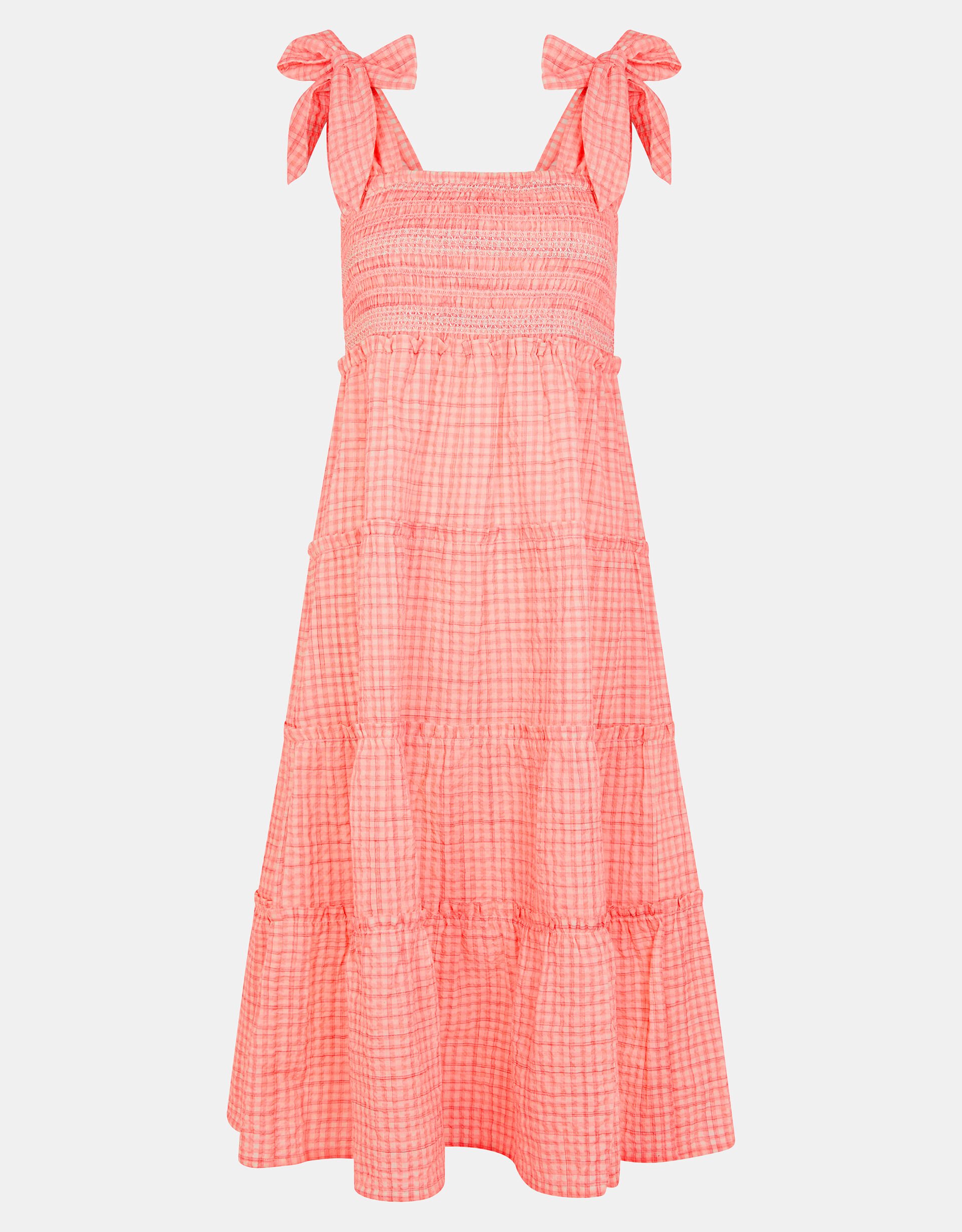Gingham Smocked Frilly Midi Dress Orange | Shop All | Accessorize