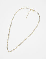 Gold-Plated Paperclip Chain Necklace, , large
